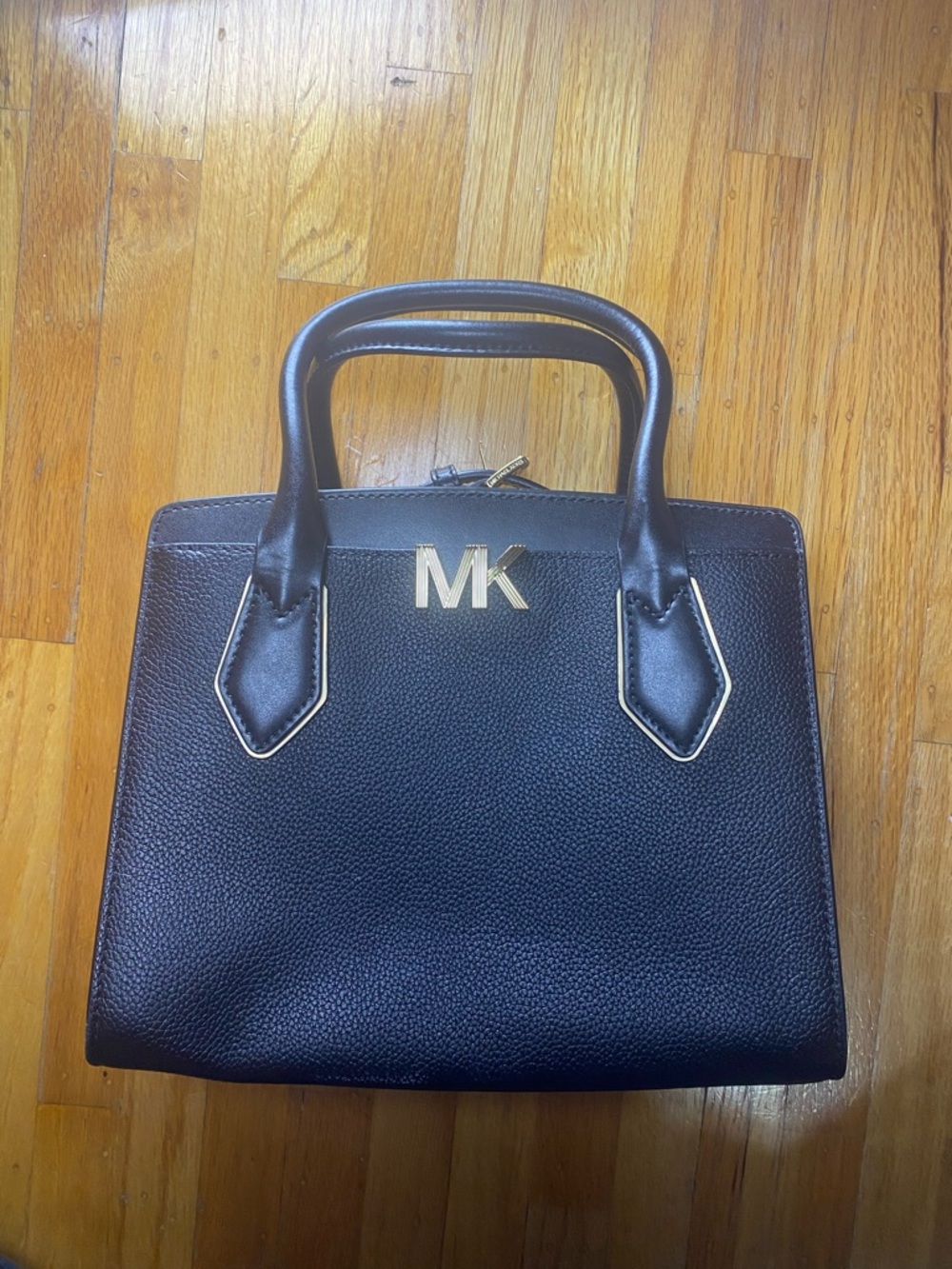 Michael Kors Black Pebbled Leather Logo Tote